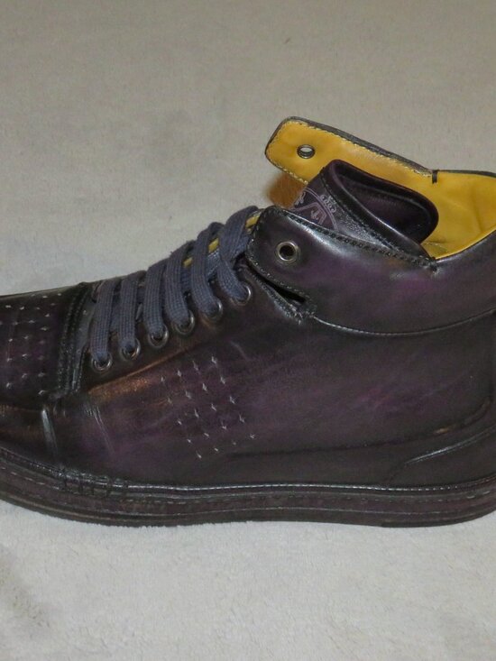 Berluti Playtime Script Leather Purple Burnished High Top Sneakers 9.5 main image 6